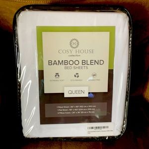 Cosy House Bamboo Blend Queen Sheets New